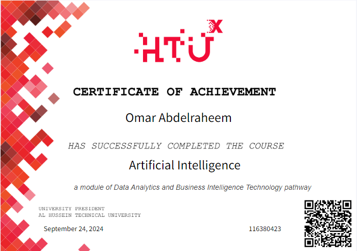 Artificial Intelligence Certificate